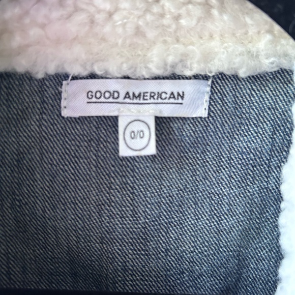 Good American Oversized Classic Denim Jacket w/Sherpa Collar &. Size 0/0 XS - Picture 2 of 5